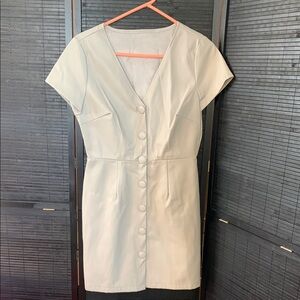 Glamorous Cream Faux Leather Sheath Mini Dress with Dolman Sleeves